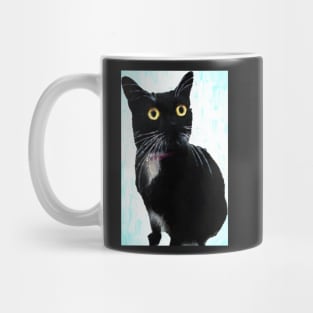 Yellow Eyed Tuxedo Cat Portrait Mug